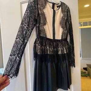 Sipaiya lace and leather sleeve mini dress size m